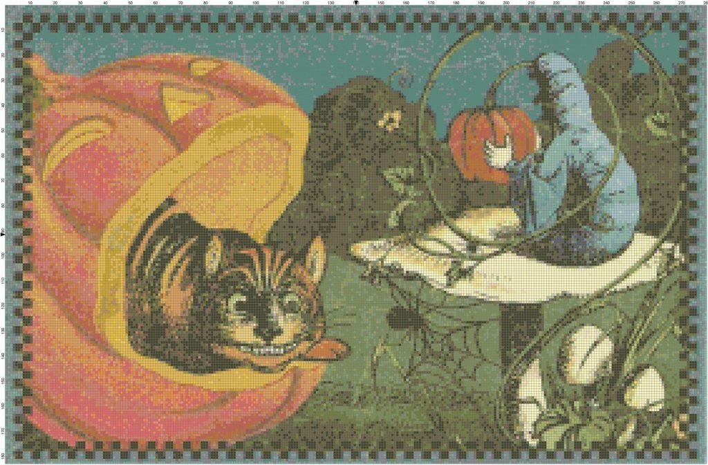 Cheshire Cat & Caterpillar Wonderland Pattern