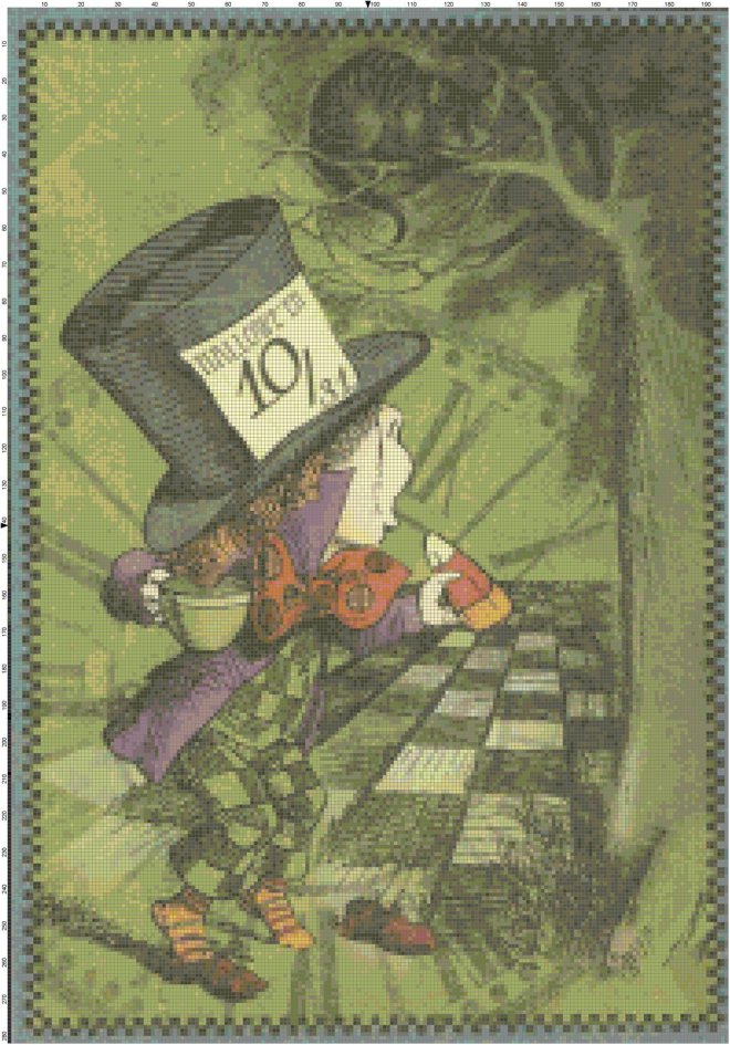 Retro Mad Hatter Halloween  Pattern