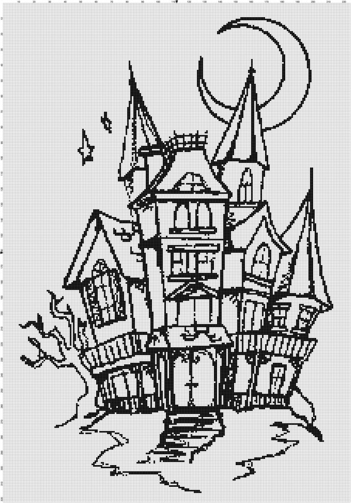 Haunted House Silhouette Pattern