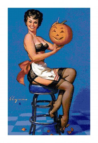 Pin-Up Carving Halloween Pumpkin Pattern