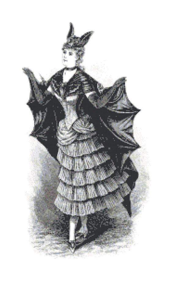 Vintage Woman in Bat Costume Pattern