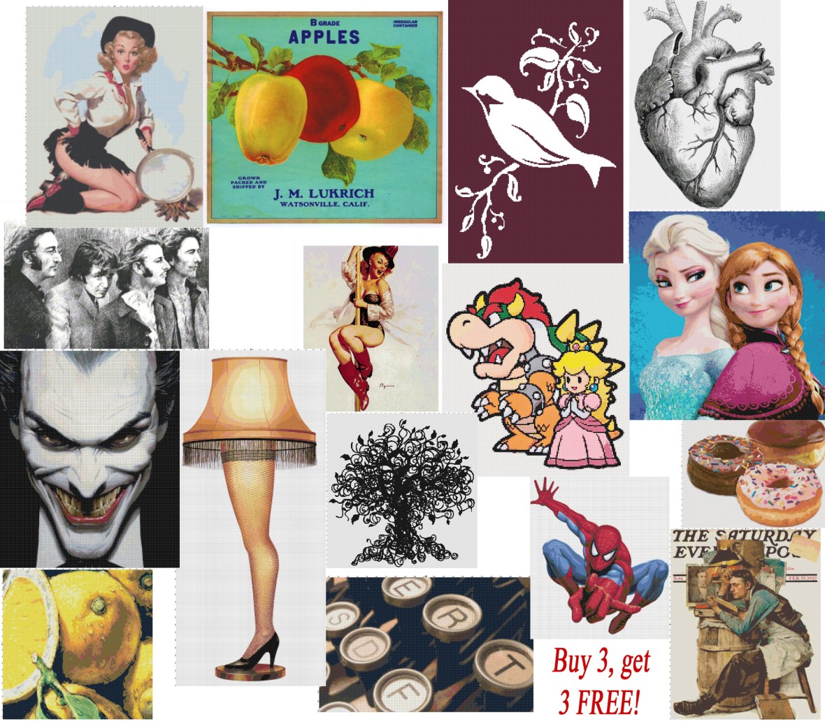 cross stitch collage