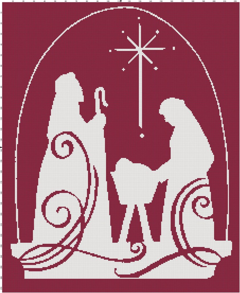 Nativity scene silhouette cross-stitch pattern