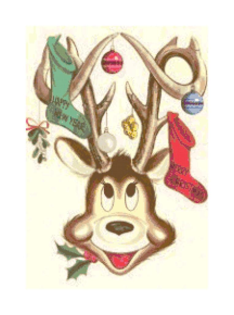 Retro Reindeer cross-stitch pattern