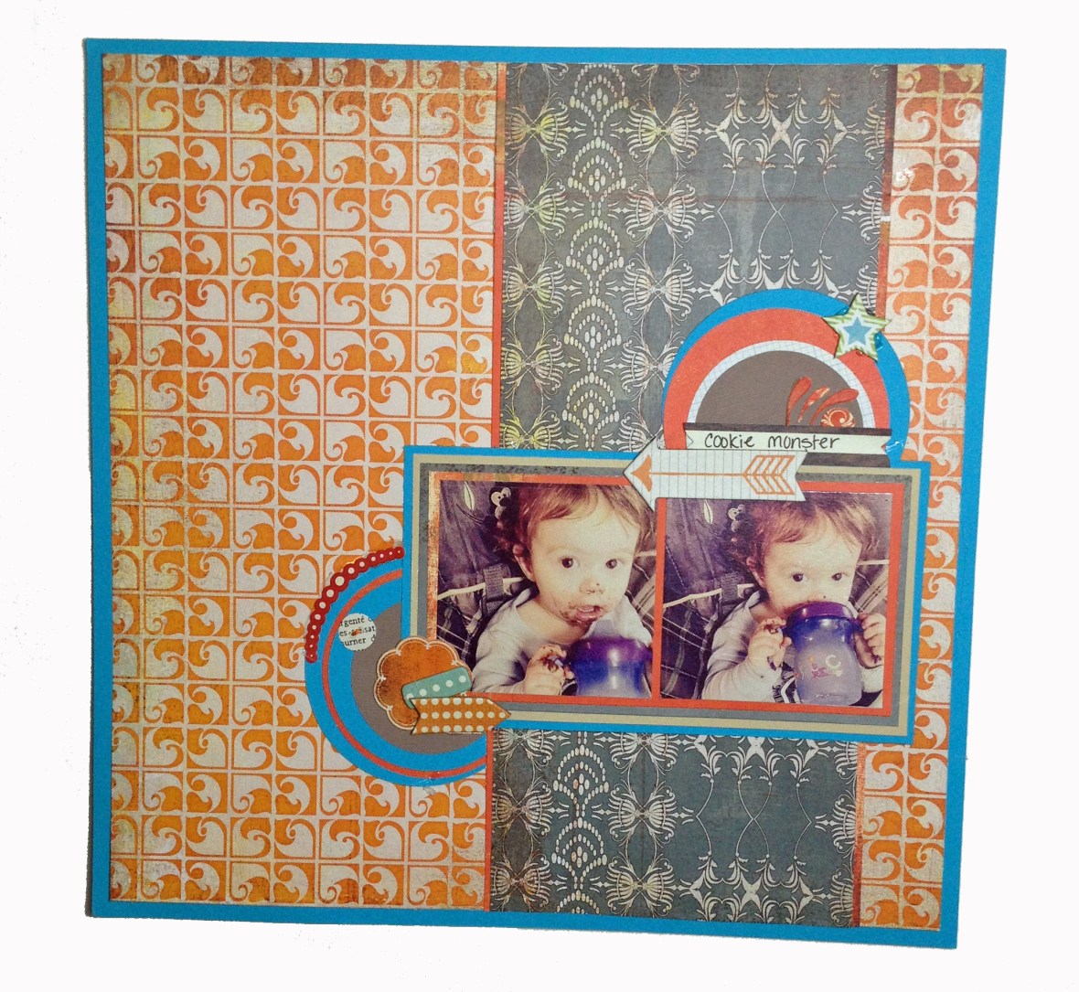 cookie monster scrapbook layout