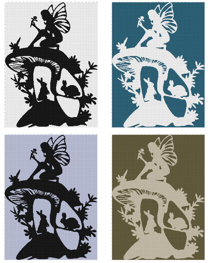 Fairy and Bunnies Silhouette collage
